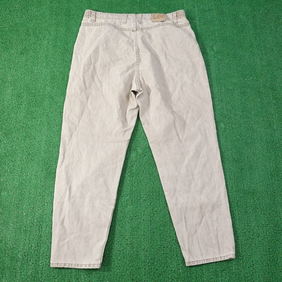 VINTAGE LEE BEIGE USA MADE DENIM JEANS WOMENS SIZE 16 PET (34X28) 80s 90s - Picture 8 of 12